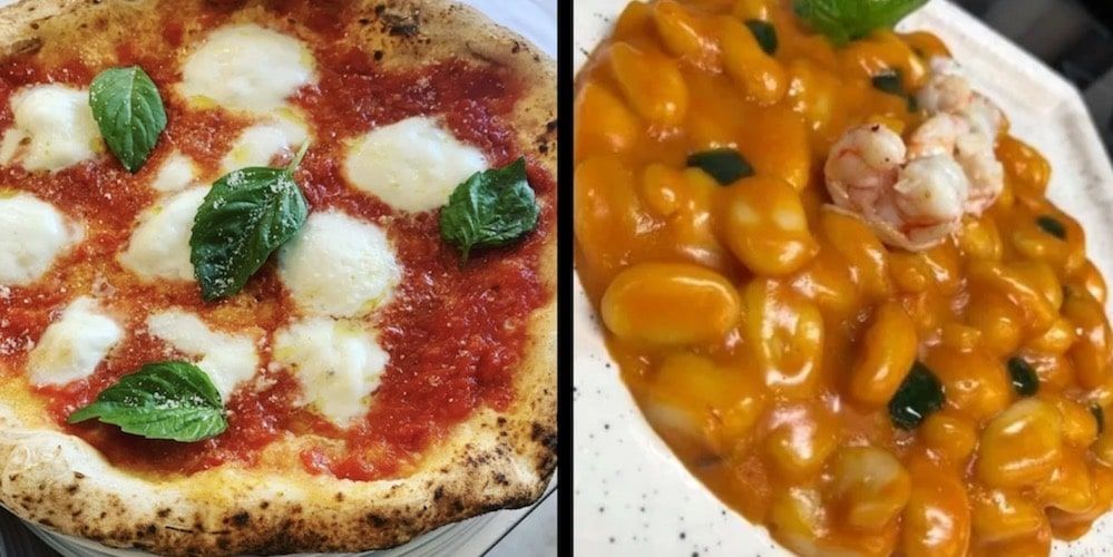 Pizza and pasta and beans with mussels - La Locanda del Grifo